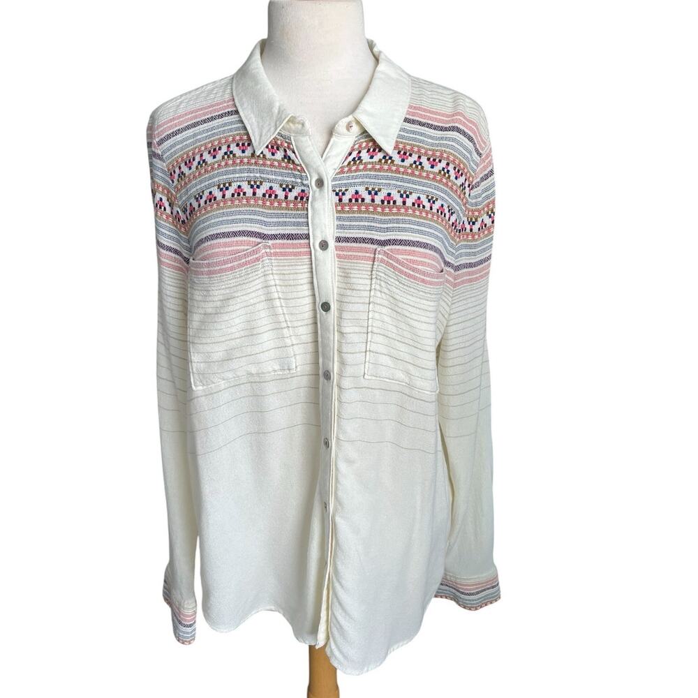 Anthropologie Maeve Long Sleeve Button Shirt Aztec Western Boho Southwestern 16